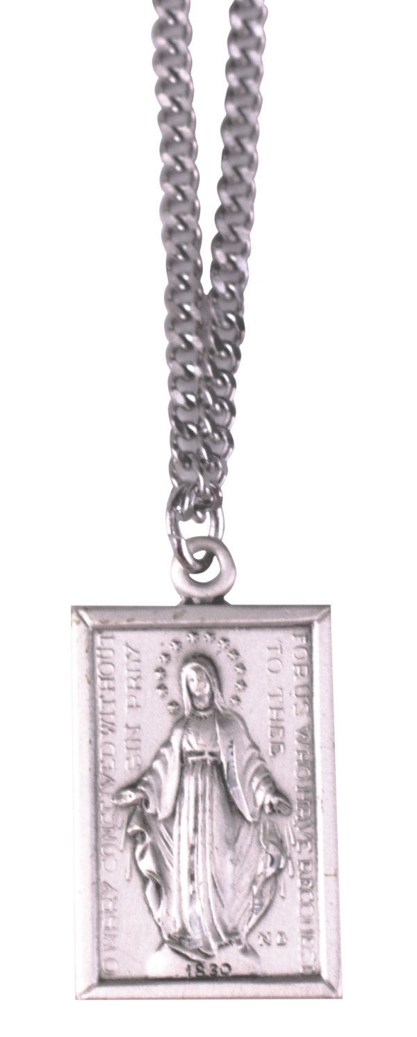 Rectangle Miraculous Medal and Chain