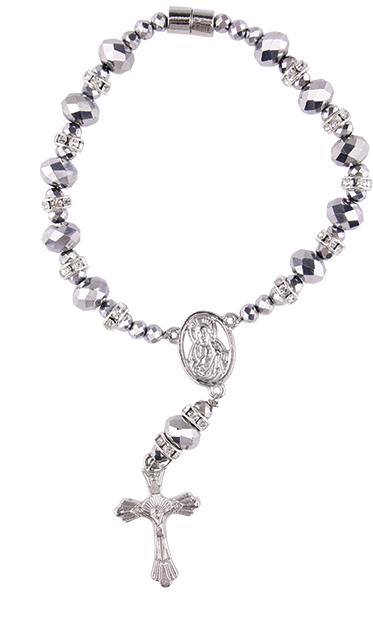 Silver Bead Auto Rosary