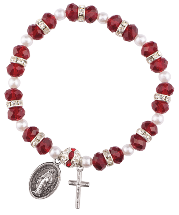 Red Crystal Rosary Bracelet