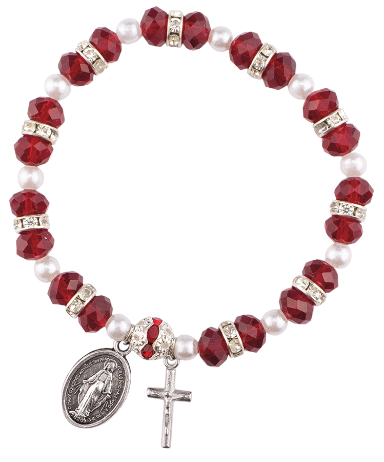 Red Crystal Rosary Bracelet
