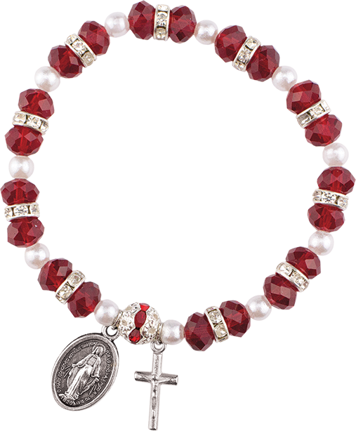 Red Crystal Rosary Bracelet
