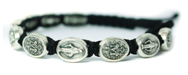 (Spanish item) Black Miraculous Medals Bracelet