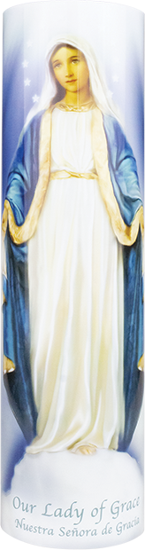 (Spanish item) Our Lady of Grace LED Candle