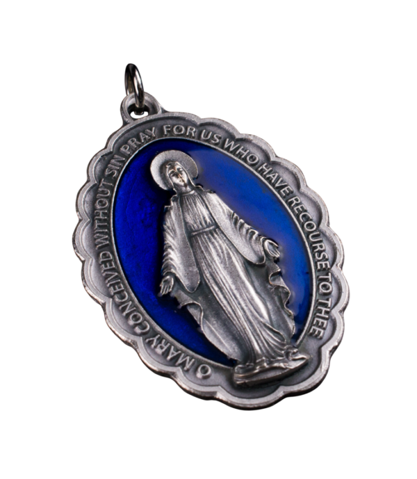 Large Filigree Blue Medal