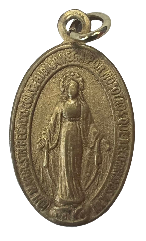 (Spanish item) Simple bronze colored aluminum Miraculous Medal