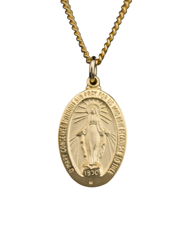Gold Plated Miraculous Medal and Chain