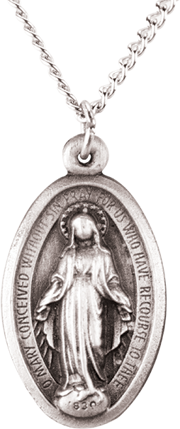 Pewter Miraculous Medal and Chain
