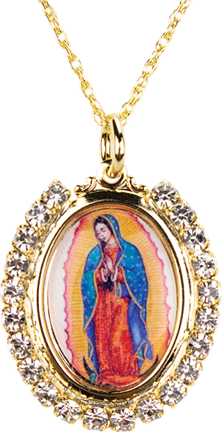 (Spanish item) Guadalupe pendant with crystal stones