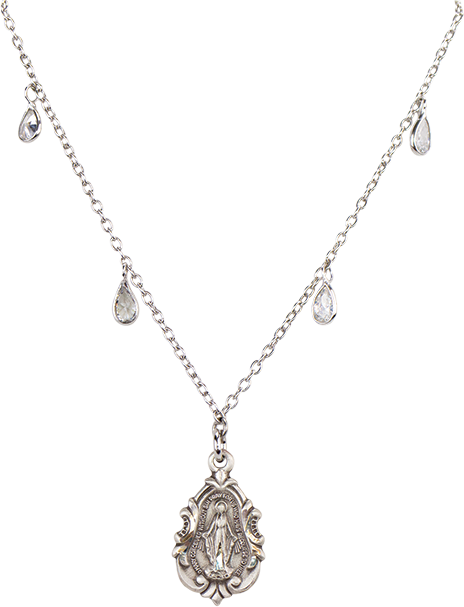 Tear shaped Miraculous Medal and Chain