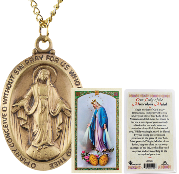 Miraculous Medal and Chain with Prayer Card