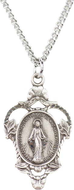 Ornate Miraculous Medal and Chain