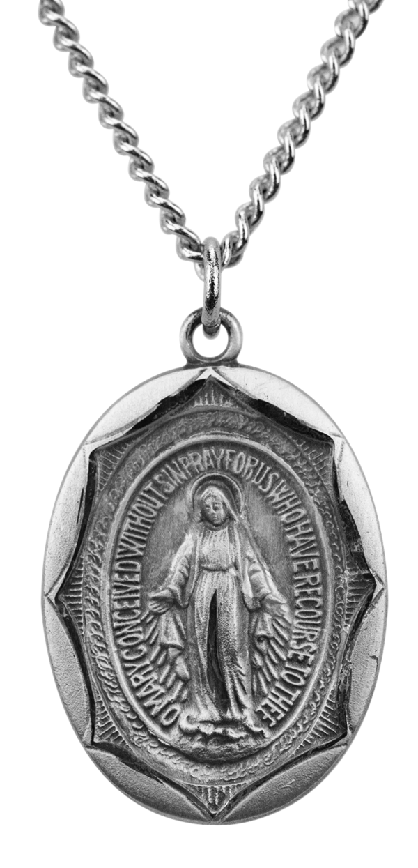 (Spanish item) Scalloped Miraculous Medal and Chain