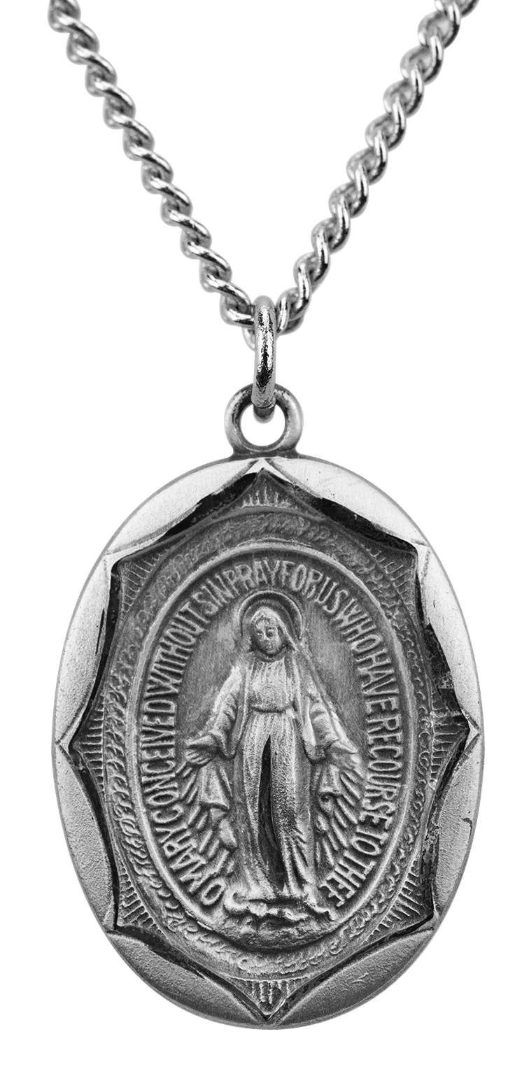 (Spanish item) Scalloped Miraculous Medal and Chain