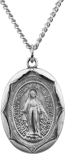 (Spanish item) Scalloped Miraculous Medal and Chain
