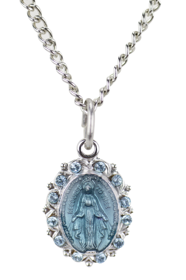 Blue Miraculous Medal and Chain