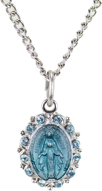 Blue Miraculous Medal and Chain