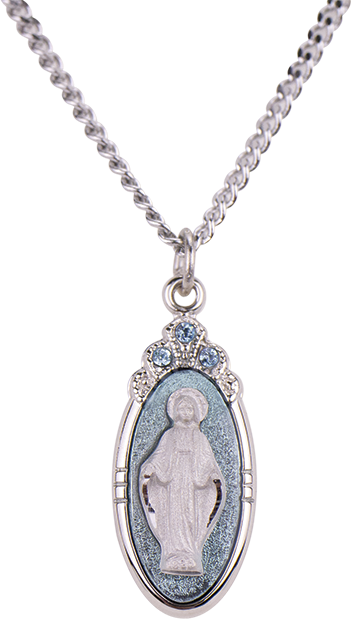 Blue Miraculous Medal and Chain