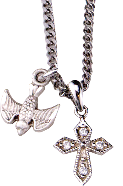 Small Dove and Cross on Chain