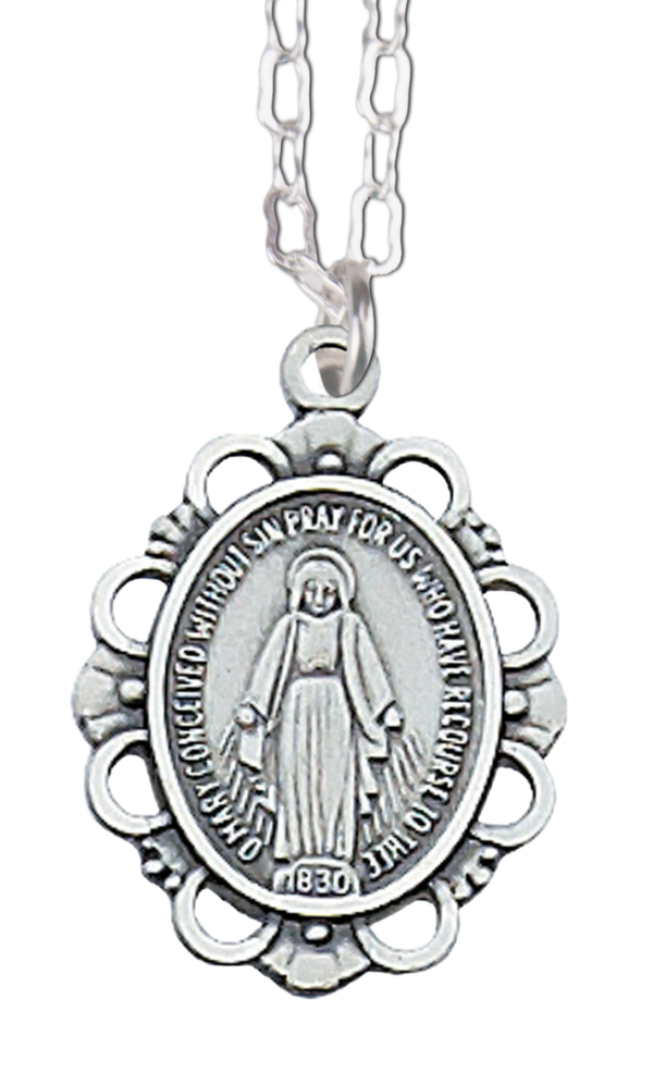 Ornate Miraculous Medal and Chain Ornate Miraculous Medal and Chain