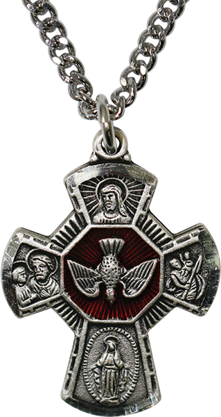 Holy Spirit Silver Cruciform Medal and Chain