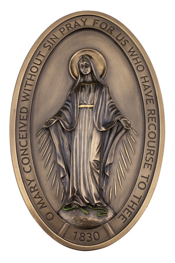 Bronze Miraculous Medal Plaque Bronze Miraculous Medal Plaque