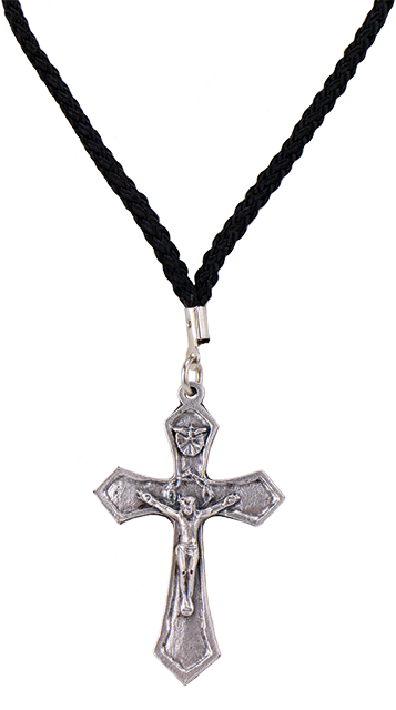 Silver Crucifix on Black Cord