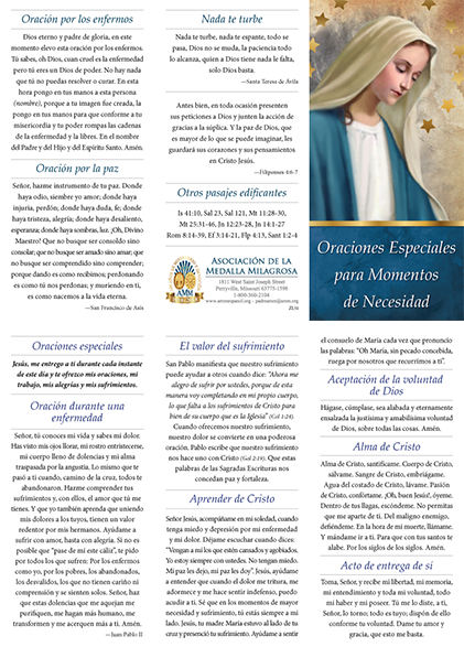 (Spanish item) Prayers for times of need