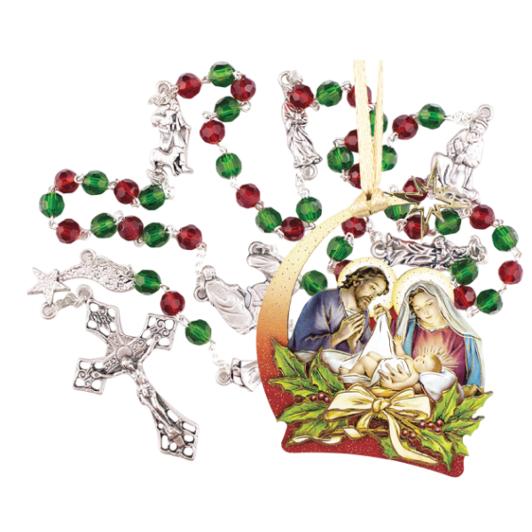 Christmas Rosary and Holy Family Ornament