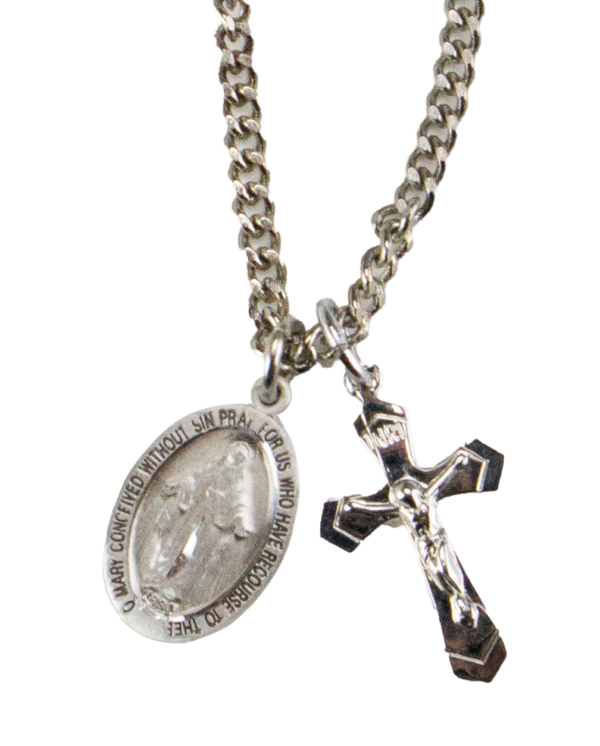 Crucifix and Miraculous Medal on Chain