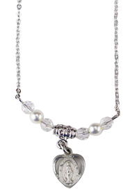 Crystal and Pearl Necklace with Miraculous Medal and Chain
