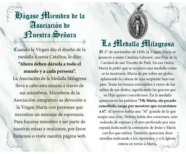 (Spanish item) Miraculous Medal with card - Image 2