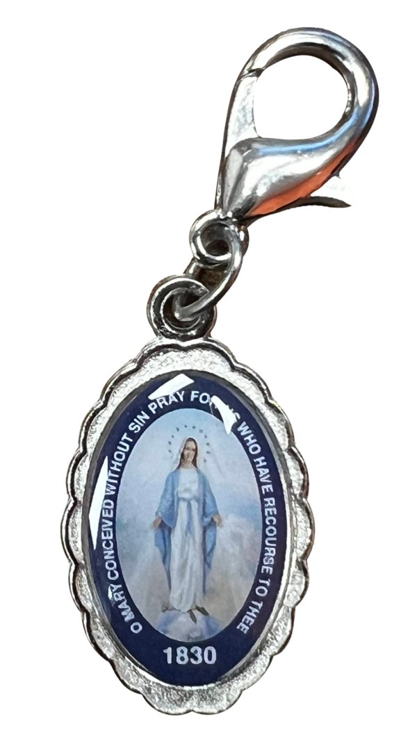 Epoxied Scalloped Edge Miraculous Medal with clasp