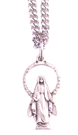 Silver Blessed Mother Figure on Chain