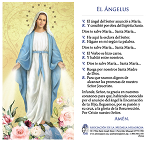 Angelus Prayer Card, Spanish text