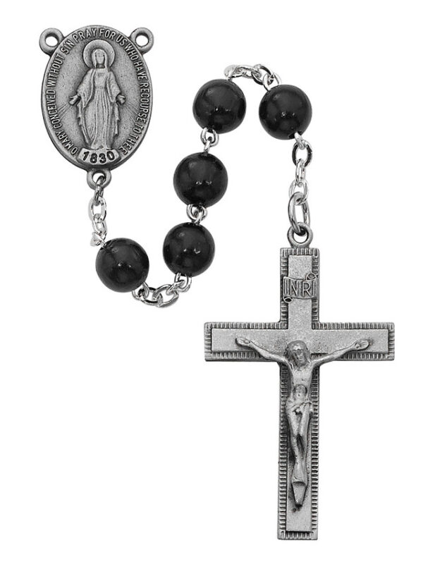 Black Wood Bead Rosary