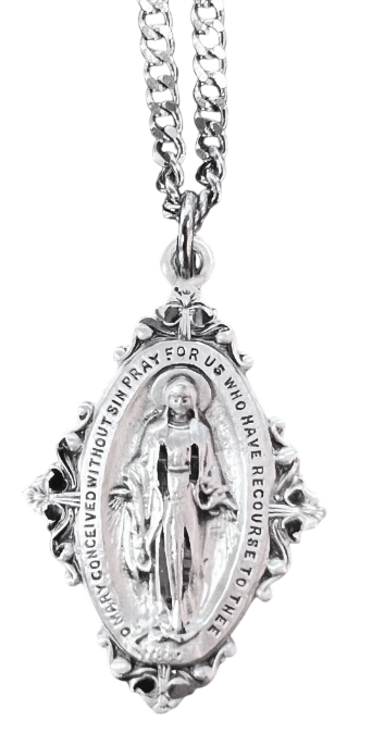Sterling Silver Miraculous Medal on Chain