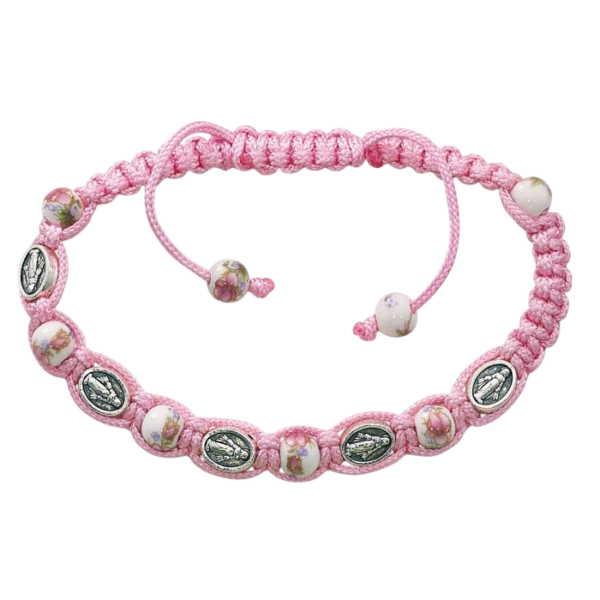 Pink Bracelet with Miraculous Medals