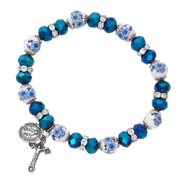 Blue and Floral Bracelet