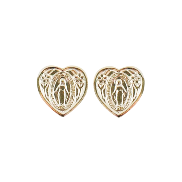 Miraculous Medal Heart Shaped Earrings