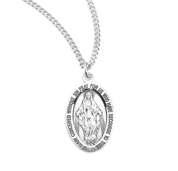 Sterling Silver Miraculous Medal and Chain