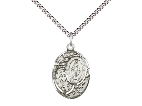 One Sided Miraculous Medal and Chain