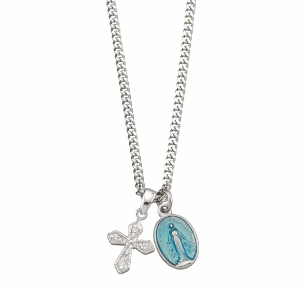 Sterling Silver Blue Miraculous Medal