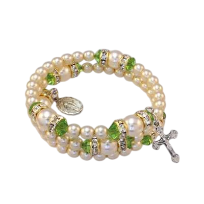 Peridot and Pearl Wrap Bracelet
