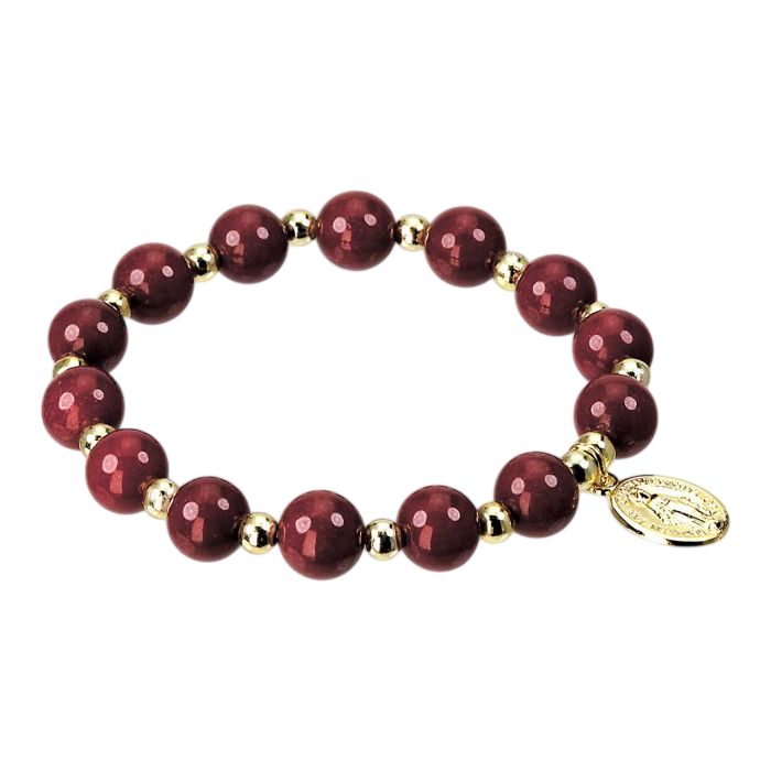 Pulsera elástica roja y dorada