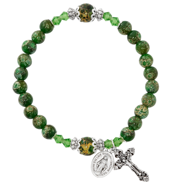 Green Rosary Stretch Bracelet